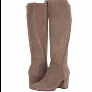 Easy Spirit Tall BIONTI Taupe Suede Knee Boots Classic Block Heel Size 8.5